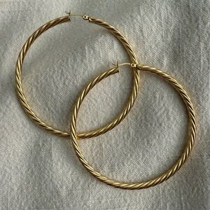 Miranda Frye - Large Twisted Gold Hoop Earrings